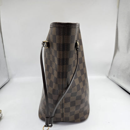 Louis Vuitton Neverfull Damier Ebene, Brown, Canvas, Tote Bag