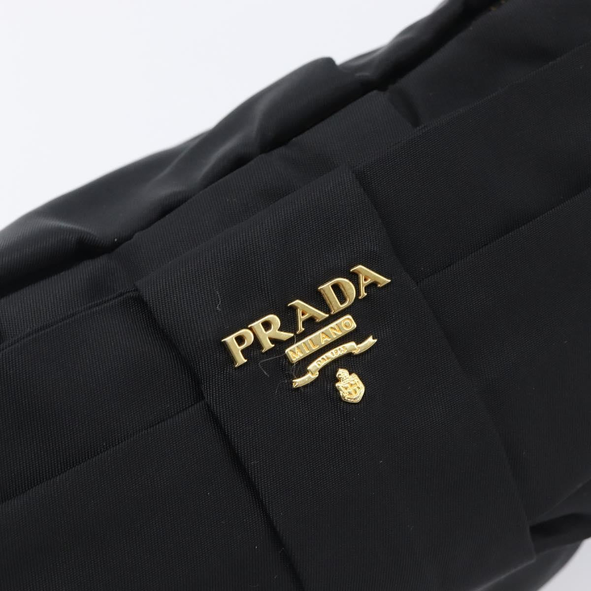 Prada Bow Wristlet Tessuto, Black, Nylon, Clutch
