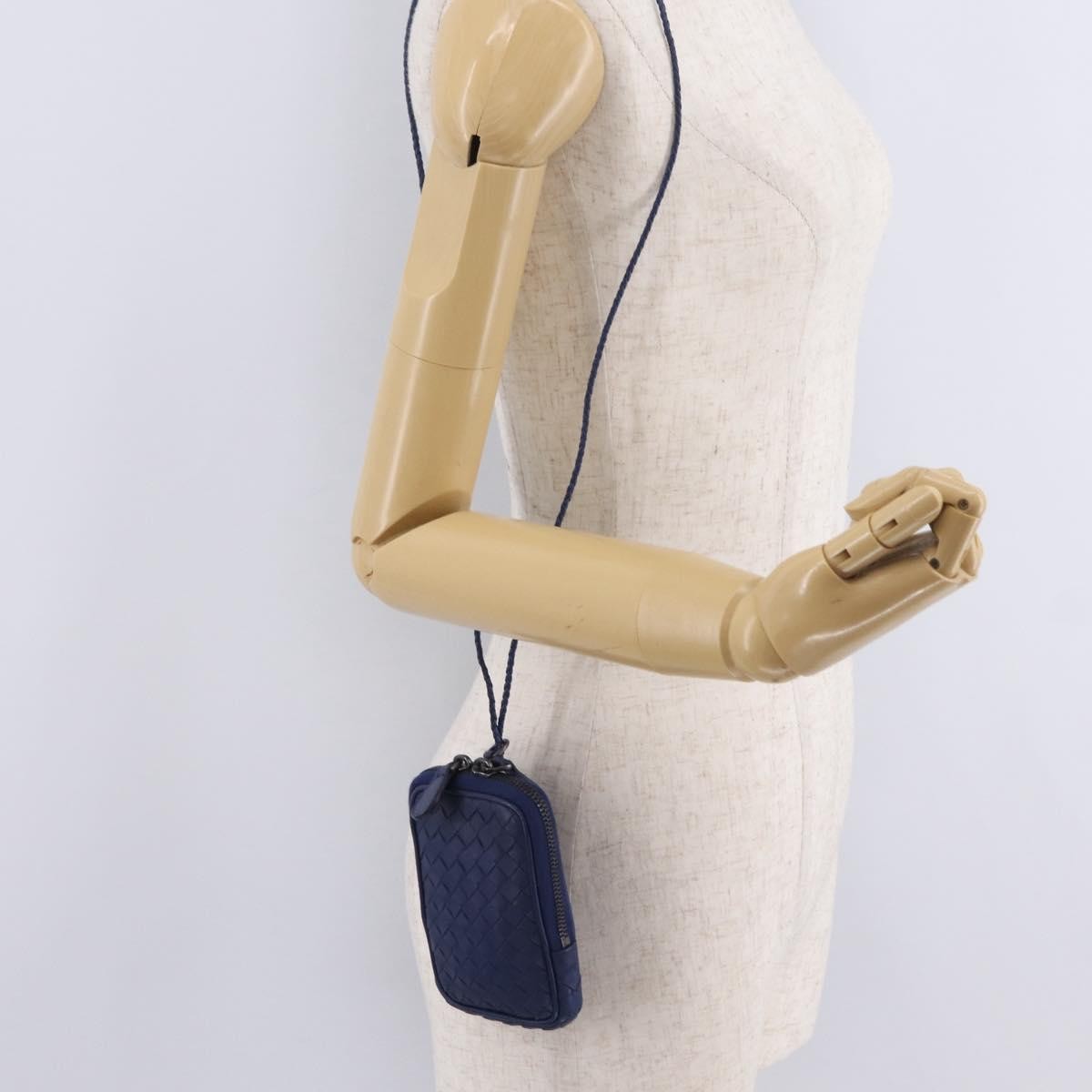 Bottega Veneta Zip Around Intrecciato Nappa, Navy, Leather, Handbag