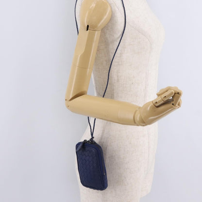 Bottega Veneta Zip Around Intrecciato Nappa, Navy, Leather, Handbag