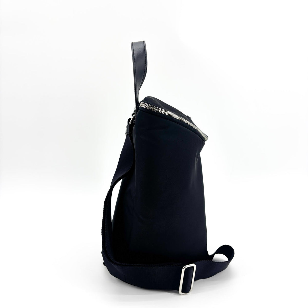 Prada Triangle Zip Sling Re-Nylon with Leather, Black, Nylon, Backpack