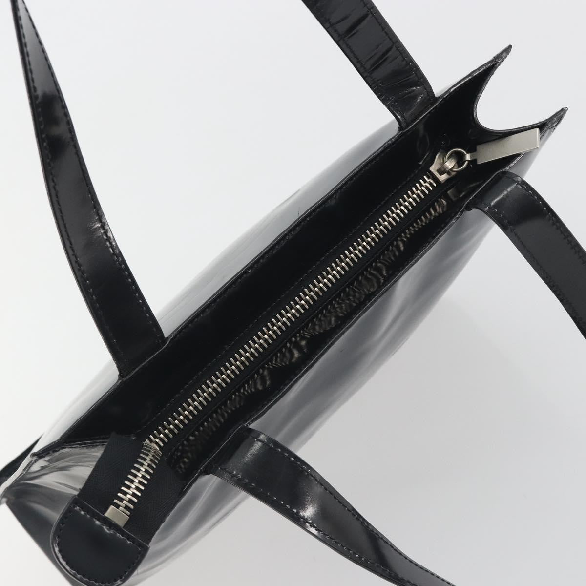 Chanel Vintage Embossed Logo Shoulder Patent, Black, Patent Leather, Tote Bag