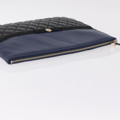 Chanel Bicolor Boy O Case Clutch Lambskin, Black, Leather, Clutch