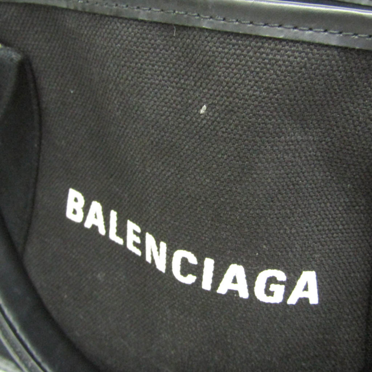 Balenciaga Navy Cabas Canvas with Leather, Black, Canvas, Tote Bag