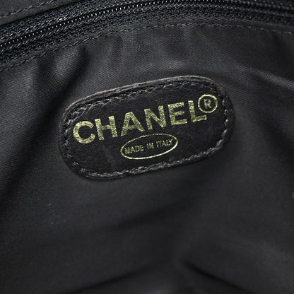 Chanel Vintage Logo Chain Tote Caviar, Black, Leather, Tote Bag