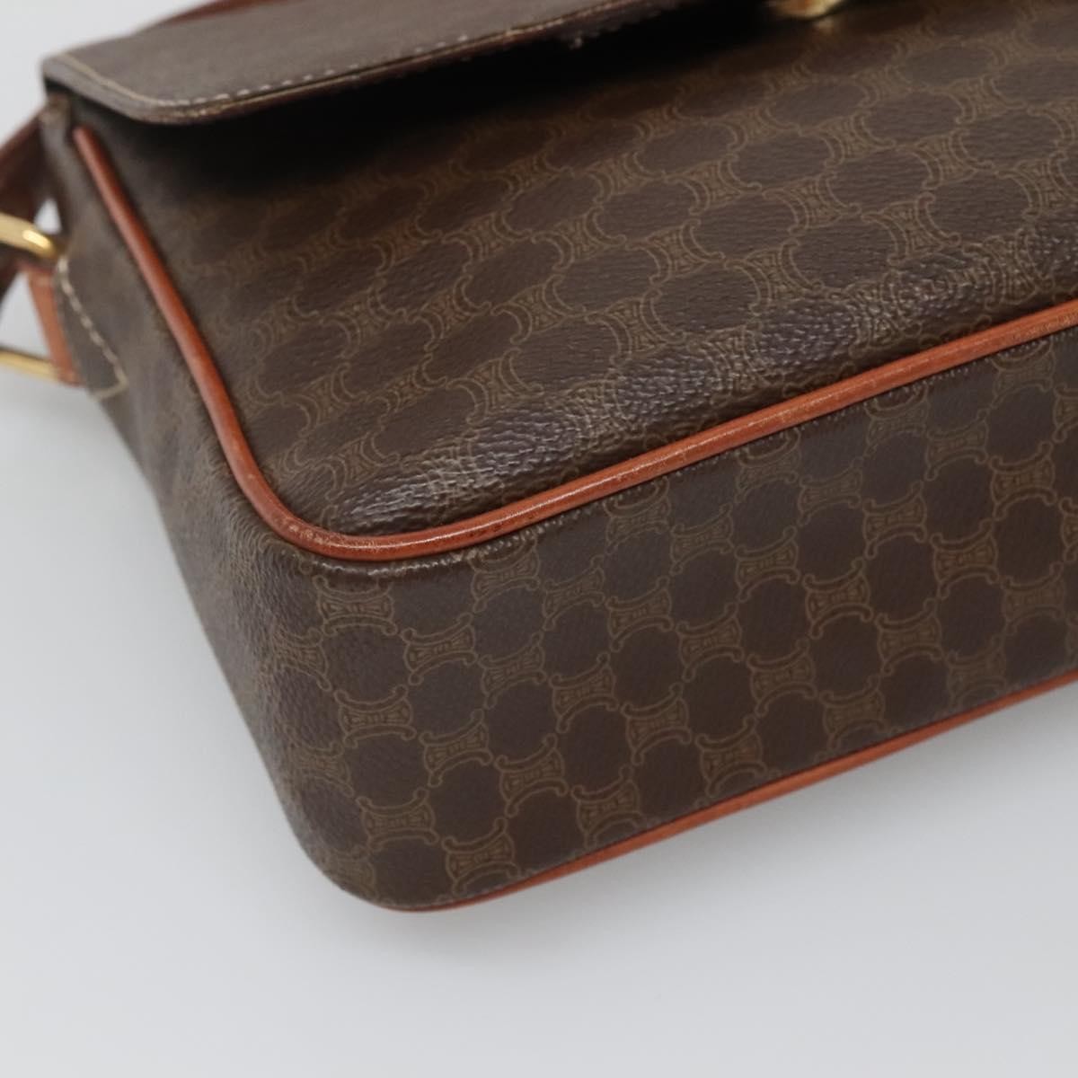 Celine Vintage Macadam Canvas and Leather, Brown, Canvas, Shoulder Bag