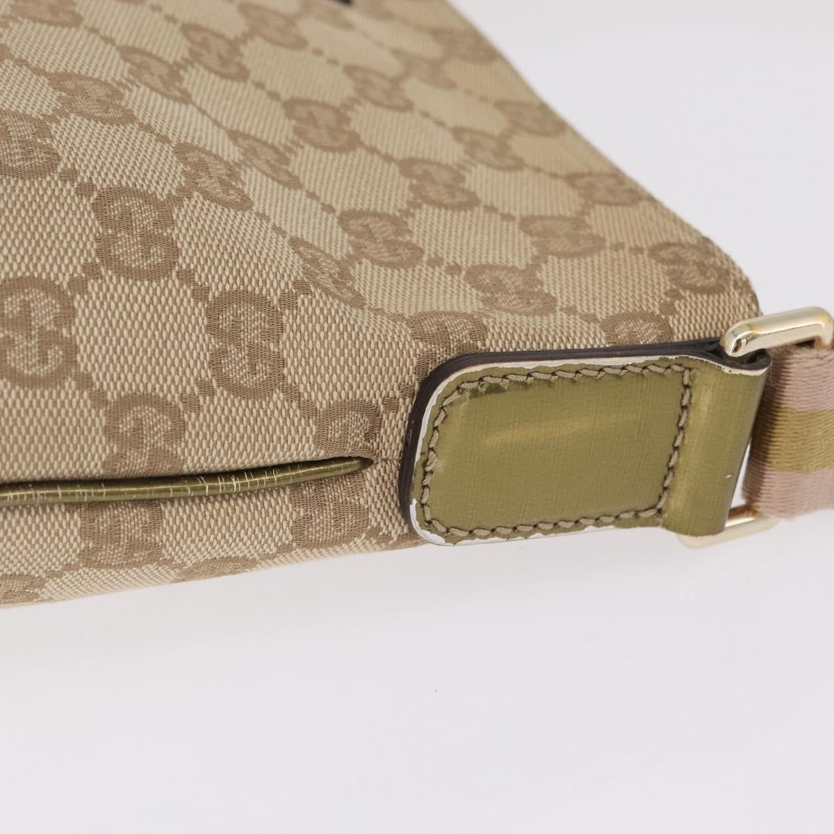 Gucci Web Strap Messenger GG Coated Canvas, Beige, Canvas, Handbag