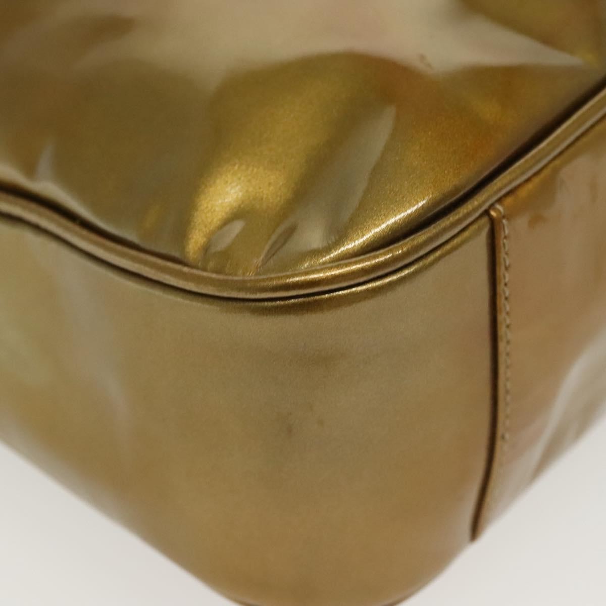 Gucci Vintage Bamboo Handle Open Hobo Leather, Gold, Patent Leather, Shoulder Bag