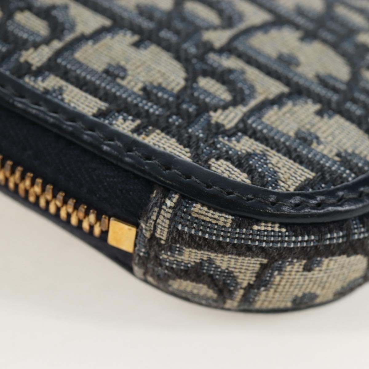 Christian Dior 30 Montaigne Phone Holder on Chain Oblique Canvas, Navy, Canvas, Crossbody Bag