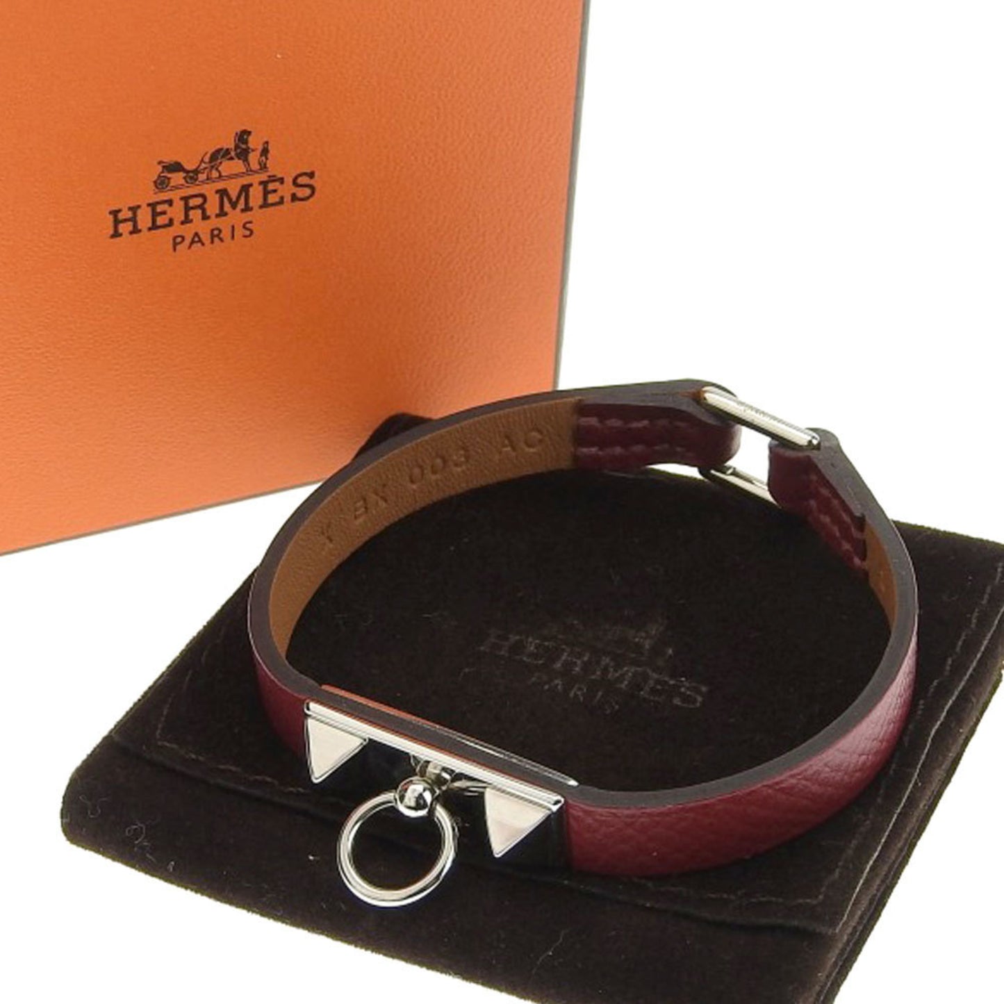 Hermès Rivale, Red, Leather, bracelet