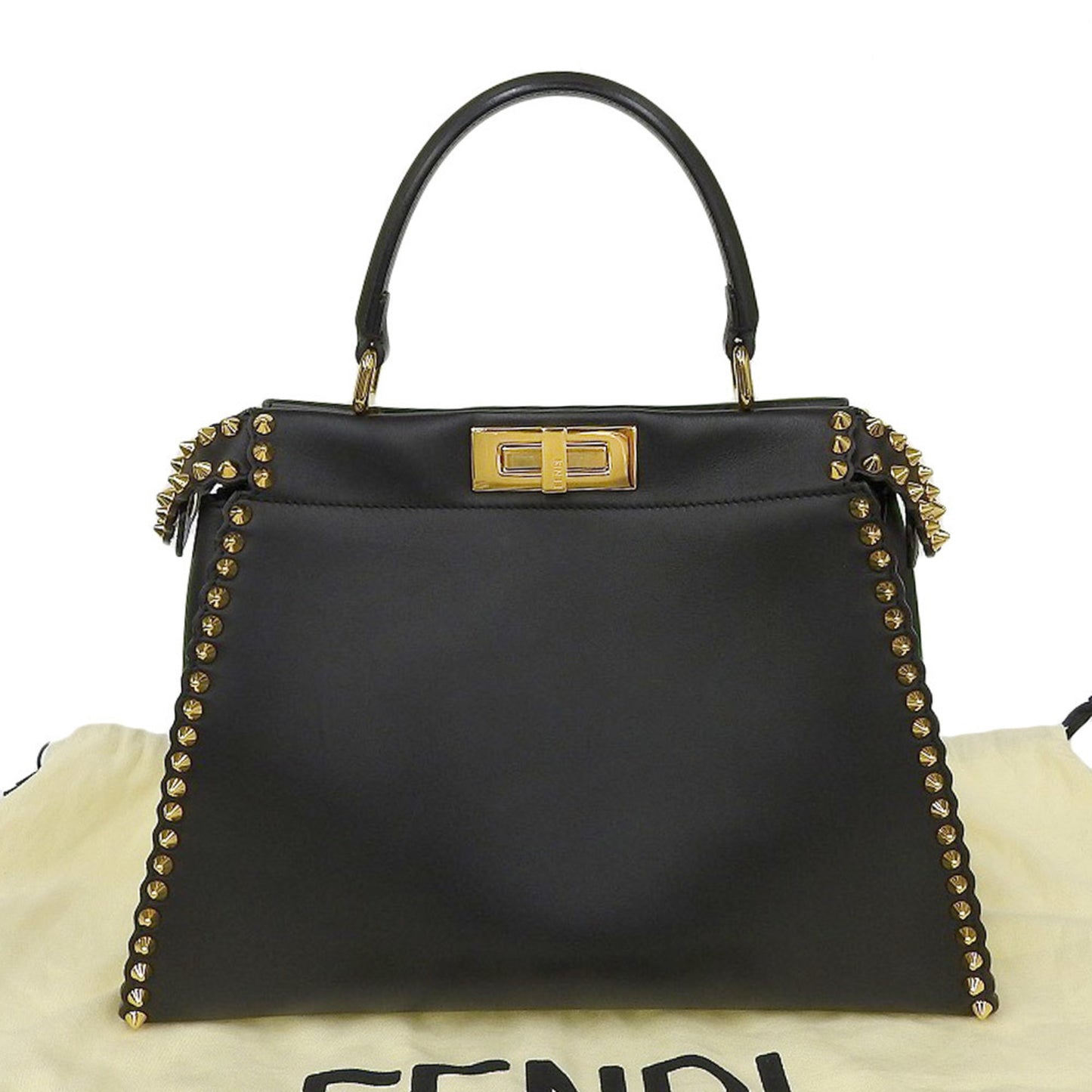 Fendi Peekaboo, Black, Leather, handbag