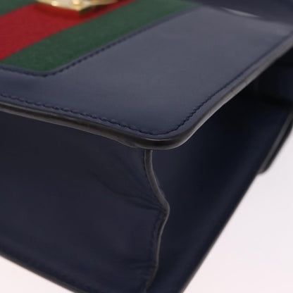 Gucci Sylvie Top Handle Leather, Navy, Leather, Handbag