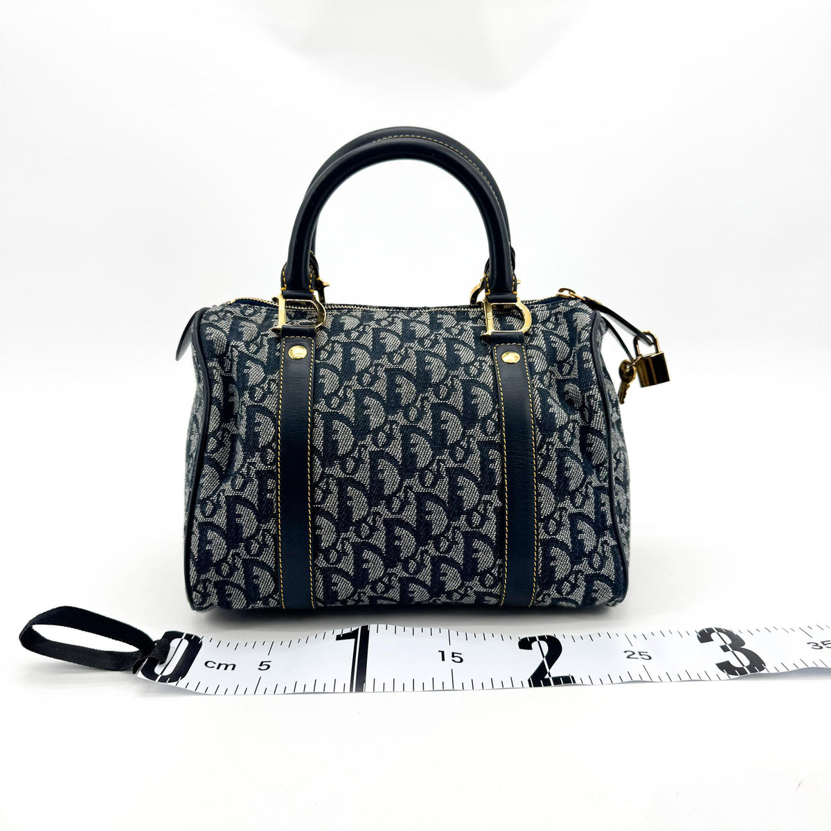 Christian Dior Vintage Trotter Boston Diorissimo Canvas, Blue, Canvas, Handbag