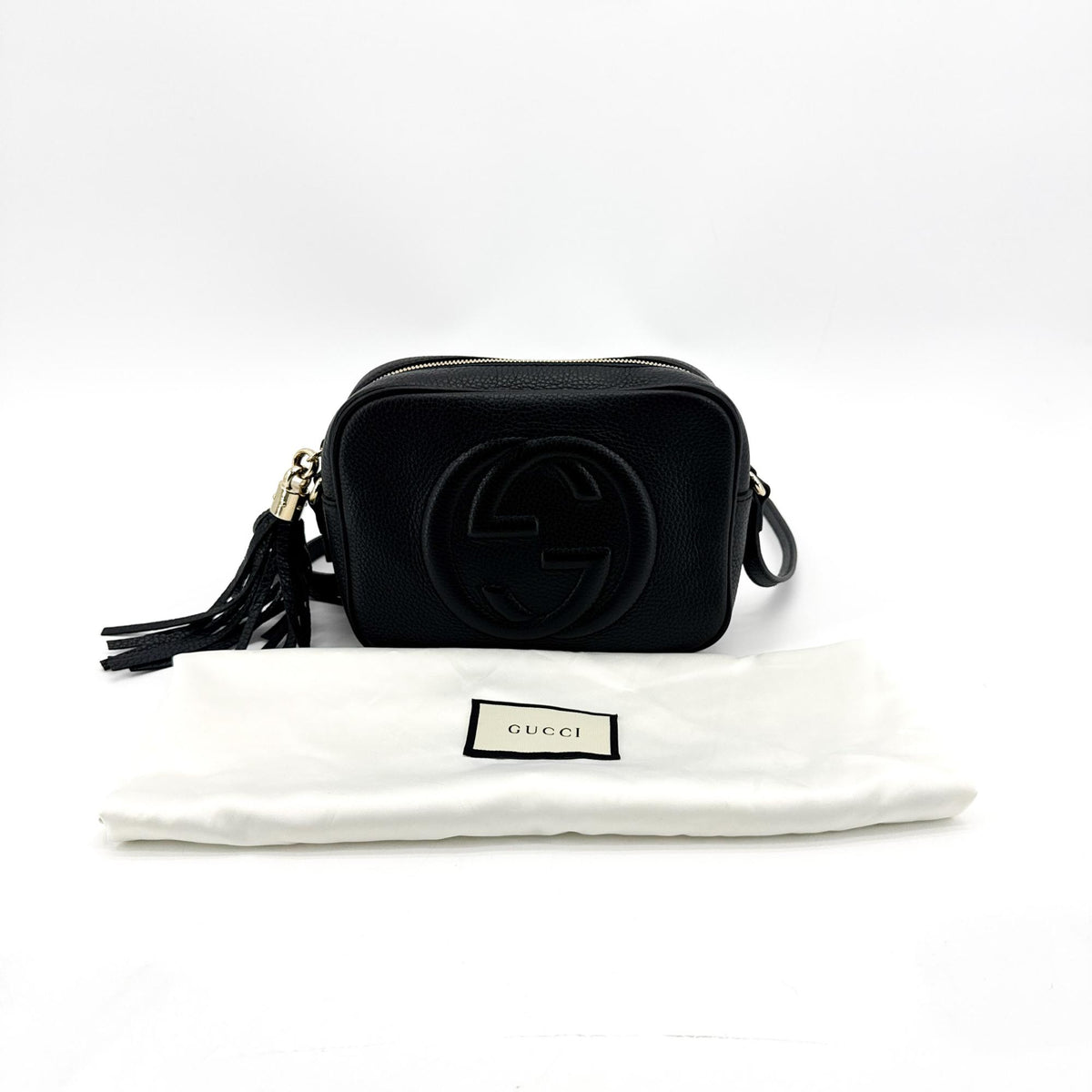 Gucci Soho Disco Leather, Black, Calfskin, Crossbody Bag