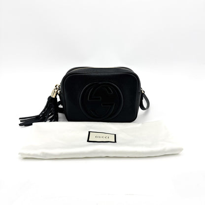 Gucci Soho Disco Leather, Black, Calfskin, Crossbody Bag