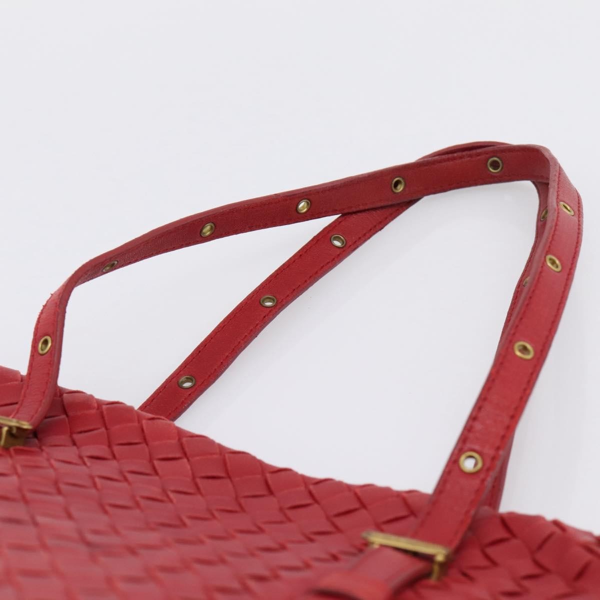 Bottega Veneta Belted Tote Intrecciato Nappa, Red, Leather, Tote Bag