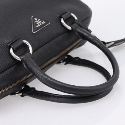 Prada Convertible Zip Satchel Vitello Daino, Black, Leather, Handbag
