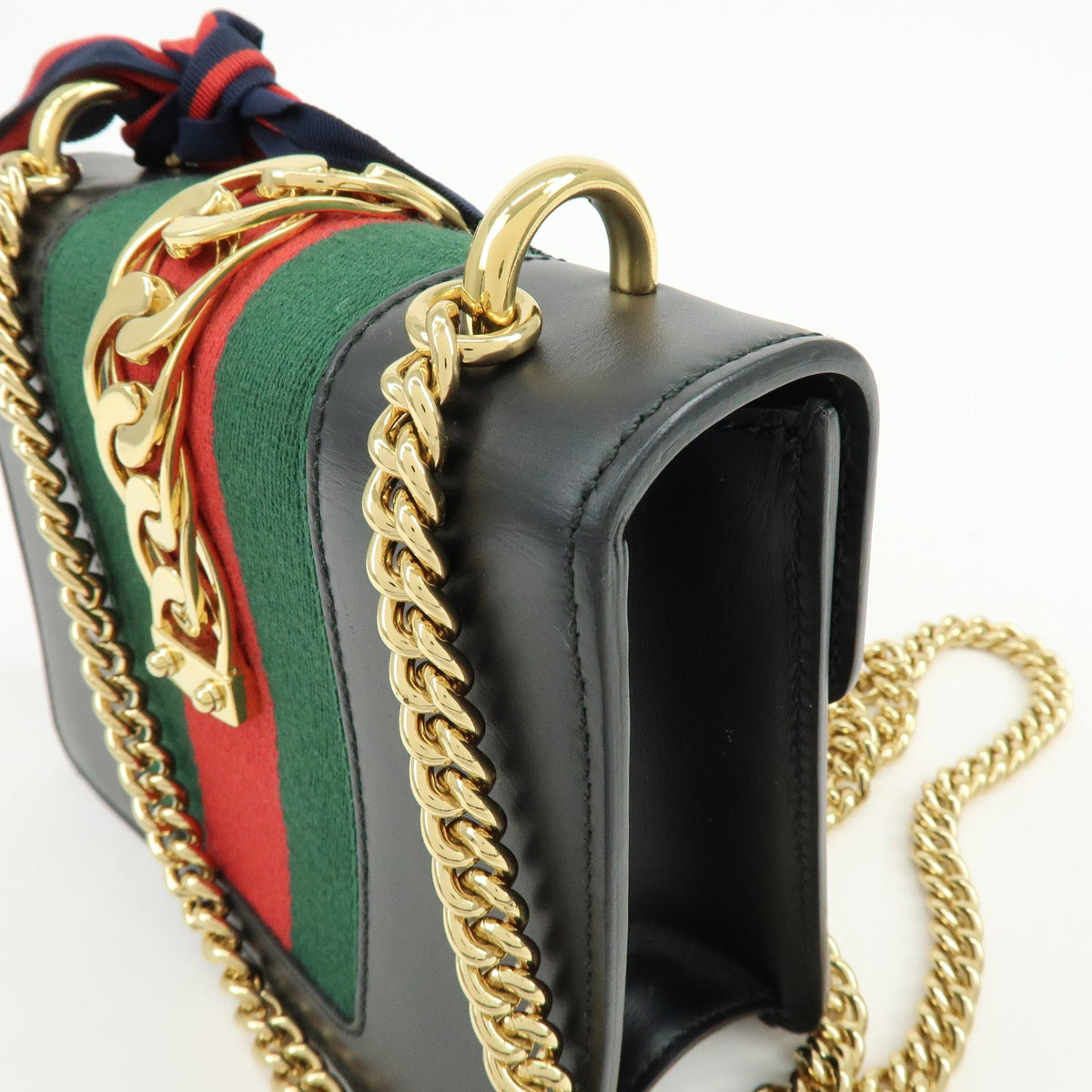 Gucci Sylvie Leather, Black, Leather, Shoulder Bag