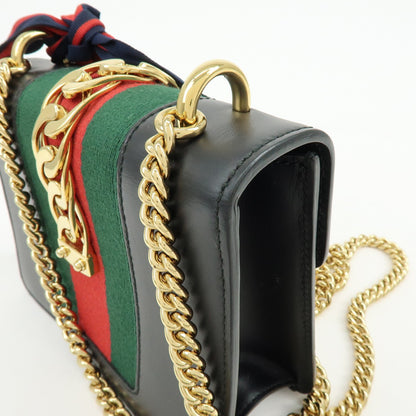 Gucci Sylvie Leather, Black, Leather, Shoulder Bag