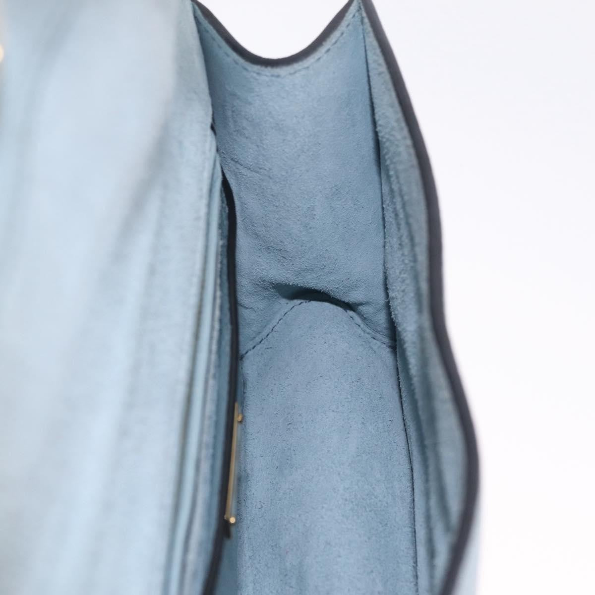 Miu Miu Madras Crystal Buckle Leather, Blue, Leather, Shoulder Bag
