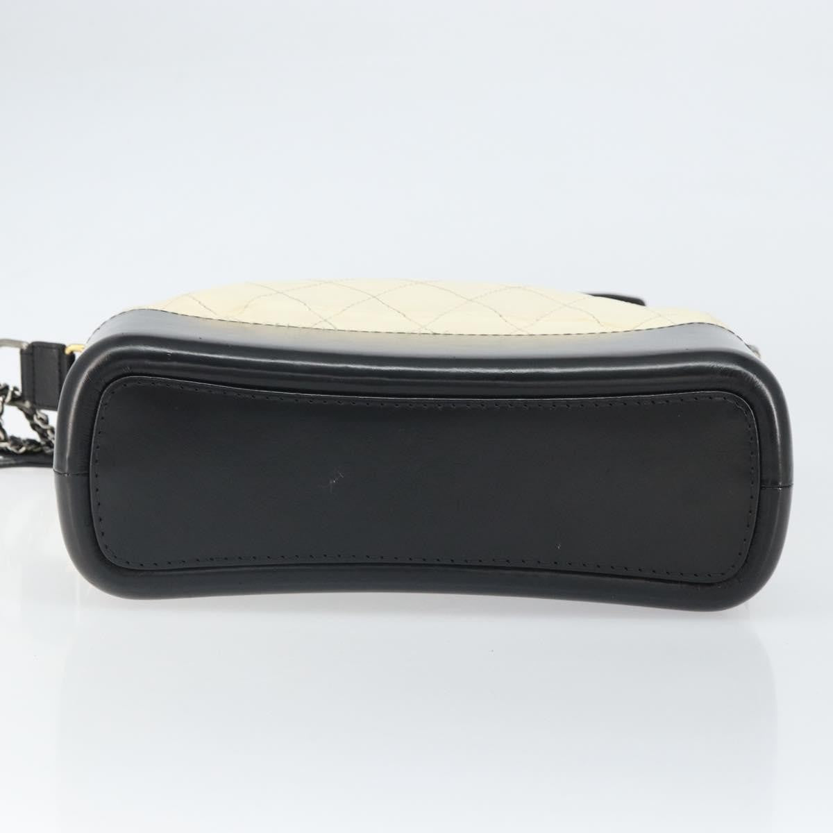 Chanel Bicolor Gabrielle Hobo Quilted Aged Calfskin, White, Leather, Shoulder Bag