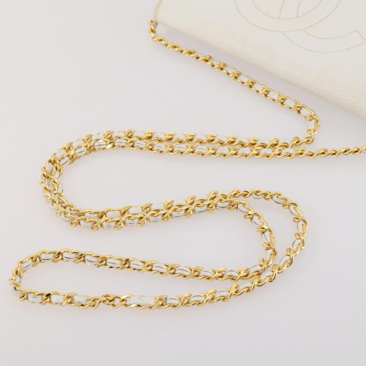Chanel Vintage Timeless Wallet on Chain Caviar, White, Leather, Crossbody Bag