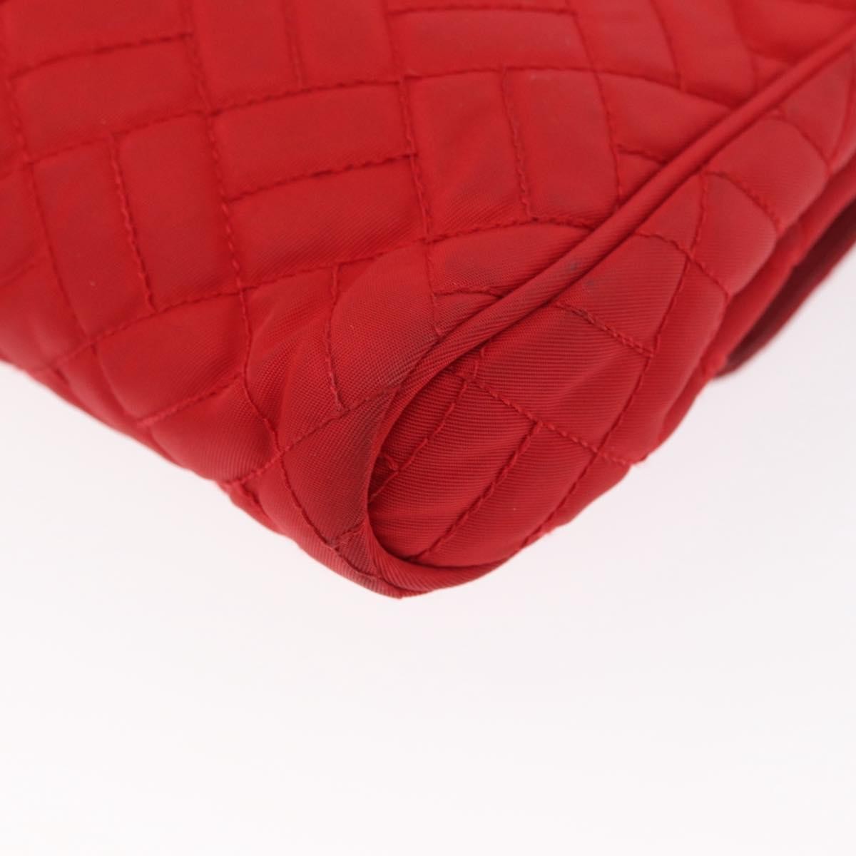 Prada Pushlock Chain Flap Quilted Tessuto, Red, Nylon, Shoulder Bag