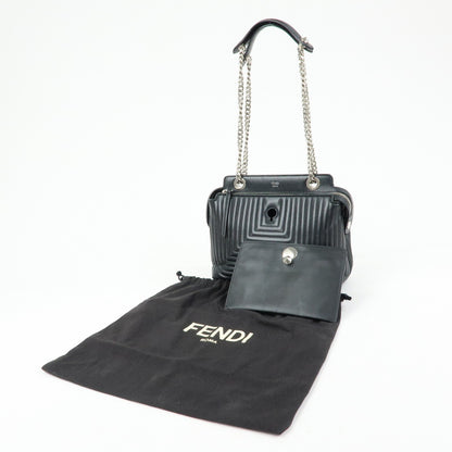 Fendi DotCom Click Quilted Leather, Black, Leather, Shoulder Bag