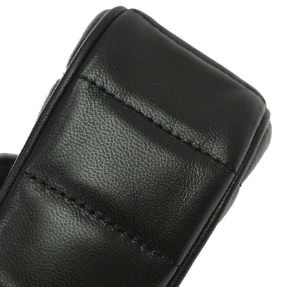 Celine Logo Chain Flap Quilted Goatskin, Black, Leather, Shoulder Bag
