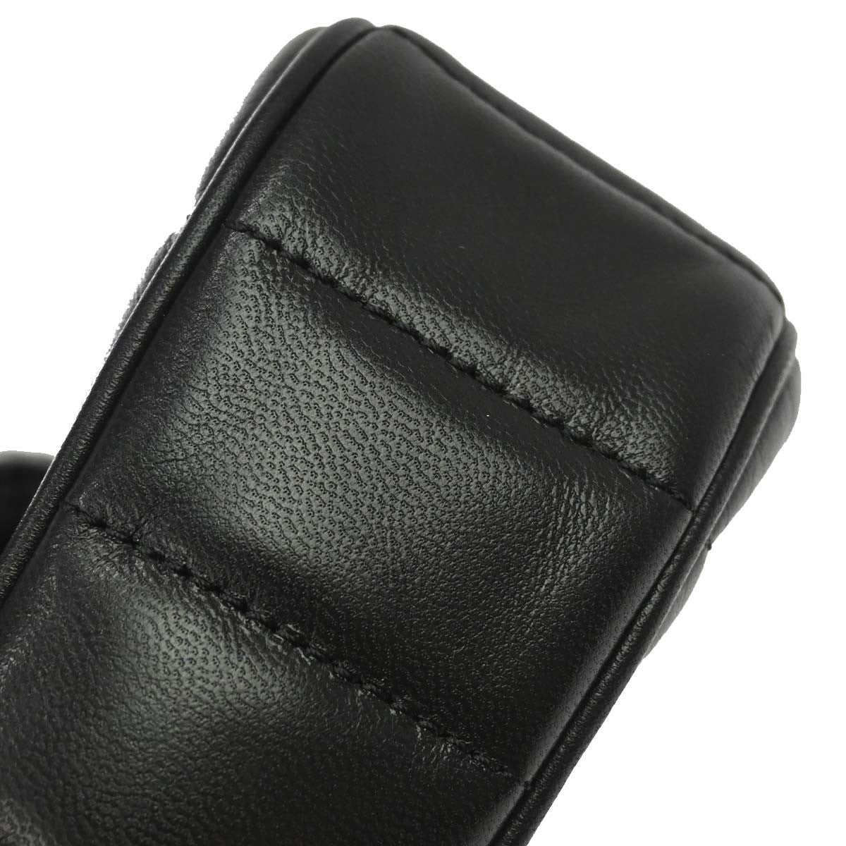 Celine Logo Chain Flap Quilted Goatskin, Black, Leather, Shoulder Bag