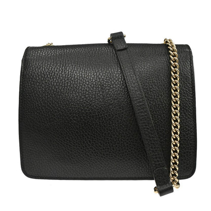 Gucci Interlocking Leather, Black, Leather, Shoulder Bag