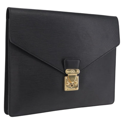 Louis Vuitton Porte-Documents Senateur Epi Leather, Black, Leather, Handbag