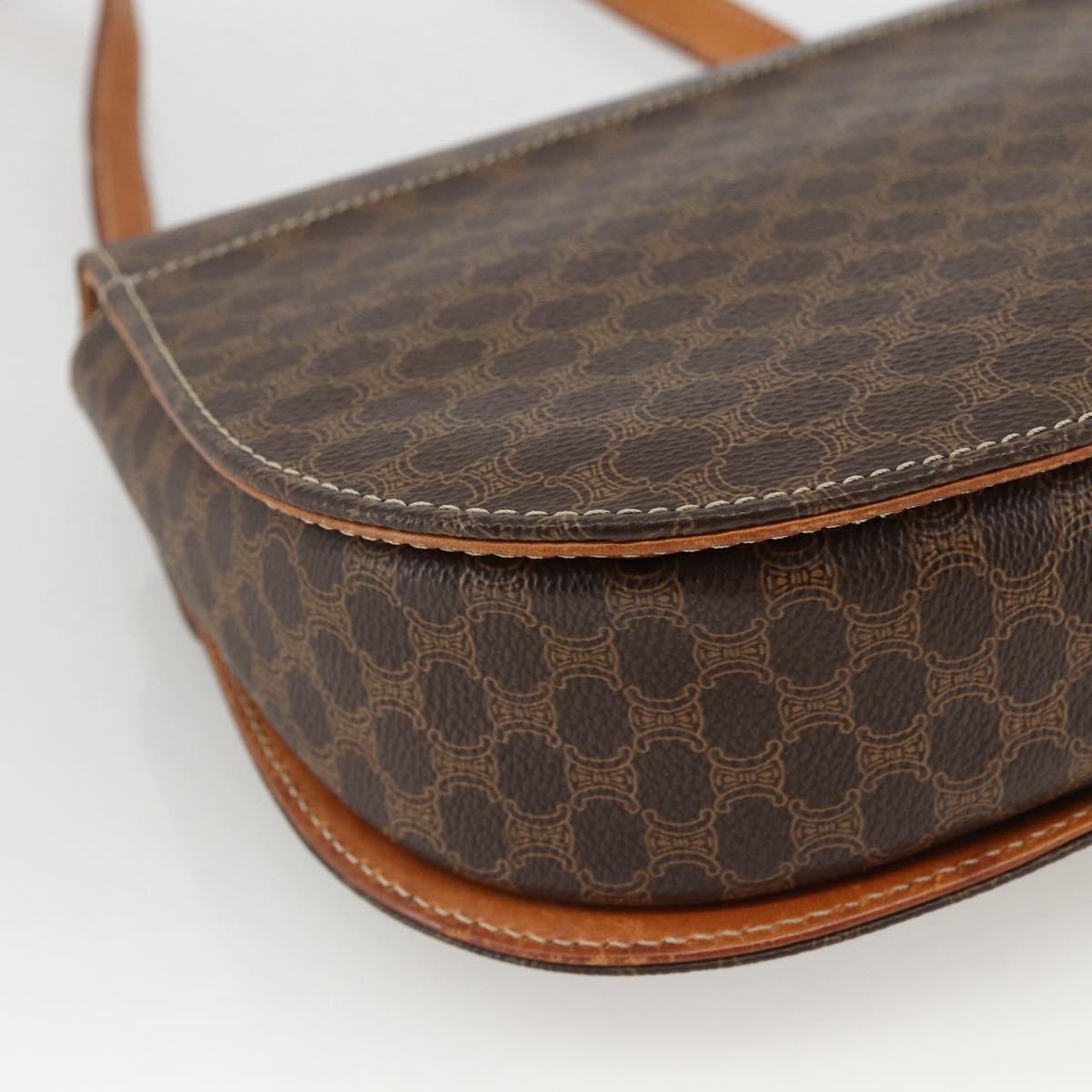 Celine Vintage Macadam Canvas and Leather, Brown, Canvas, Handbag