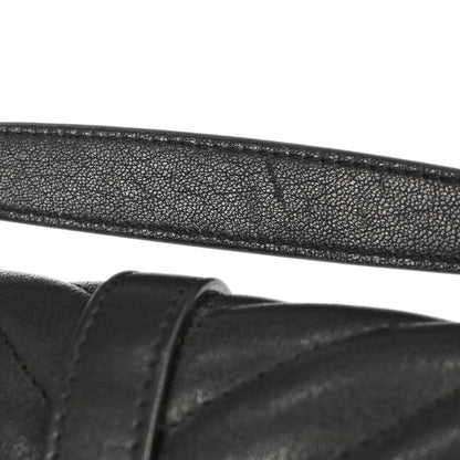 Saint Laurent Classic Monogram College Matelasse Chevron Leather, Black, Leather, Handbag