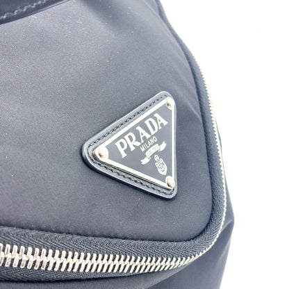 Prada Triangle Zip Sling Re-Nylon with Leather, Black, Nylon, Backpack