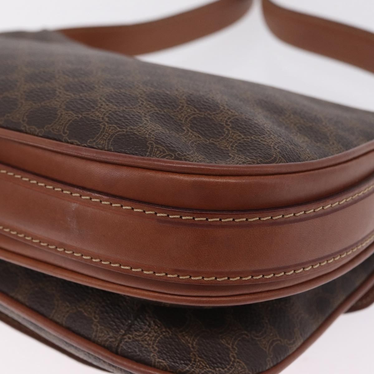Celine Macadam Shoulder Canvas, Brown, Canvas, Crossbody Bag