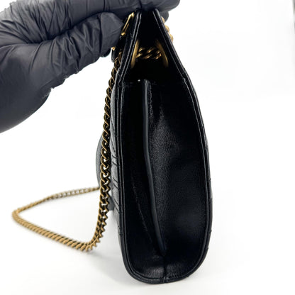 Gucci GG Marmont Accordion Matelasse Leather, Black, Leather, Shoulder Bag