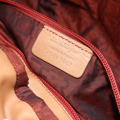 Salvatore Ferragamo Gancini Leather, Brown, Leather, Shoulder Bag