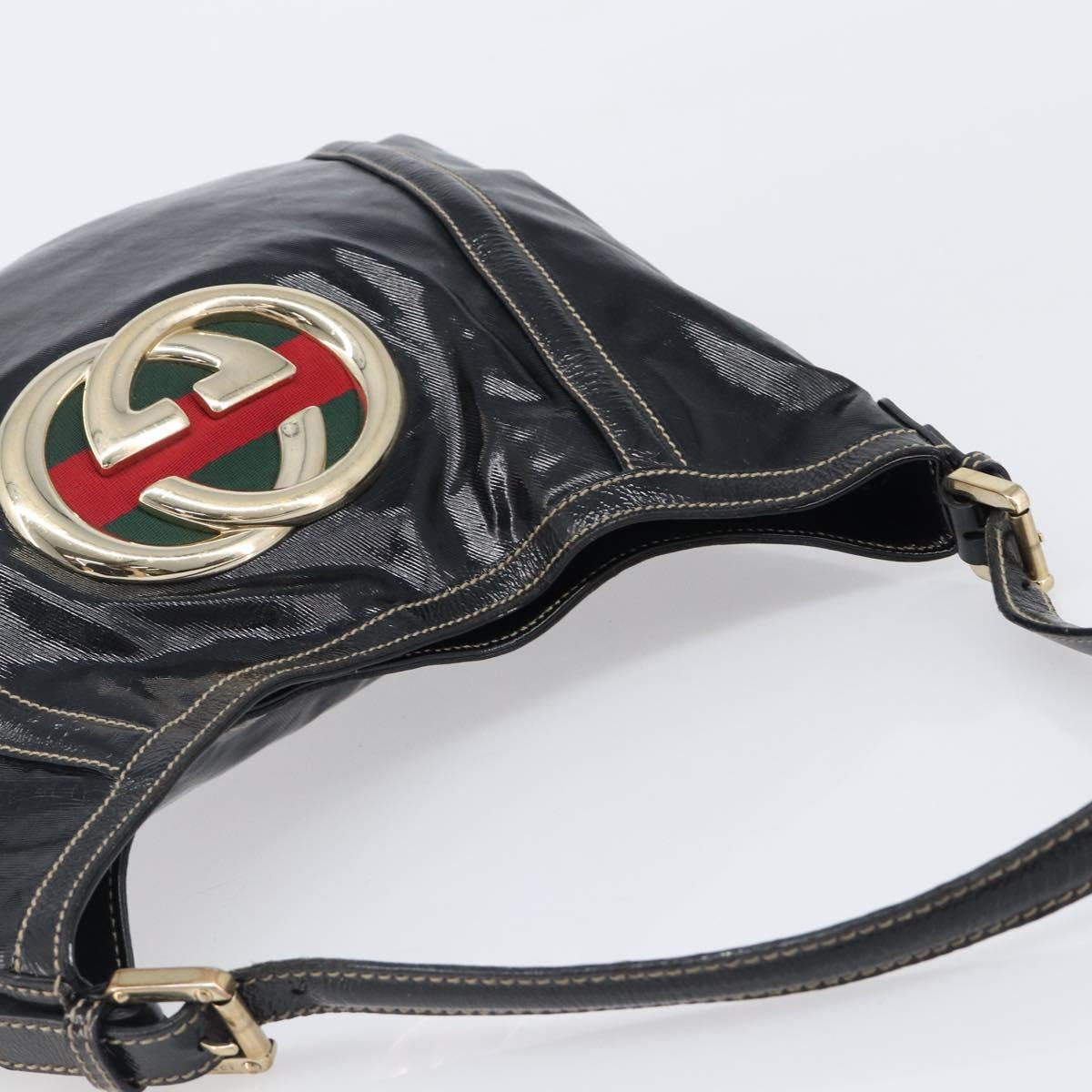 Gucci Britt Web Hobo Dialux Coated Canvas, Black, Canvas, Shoulder Bag