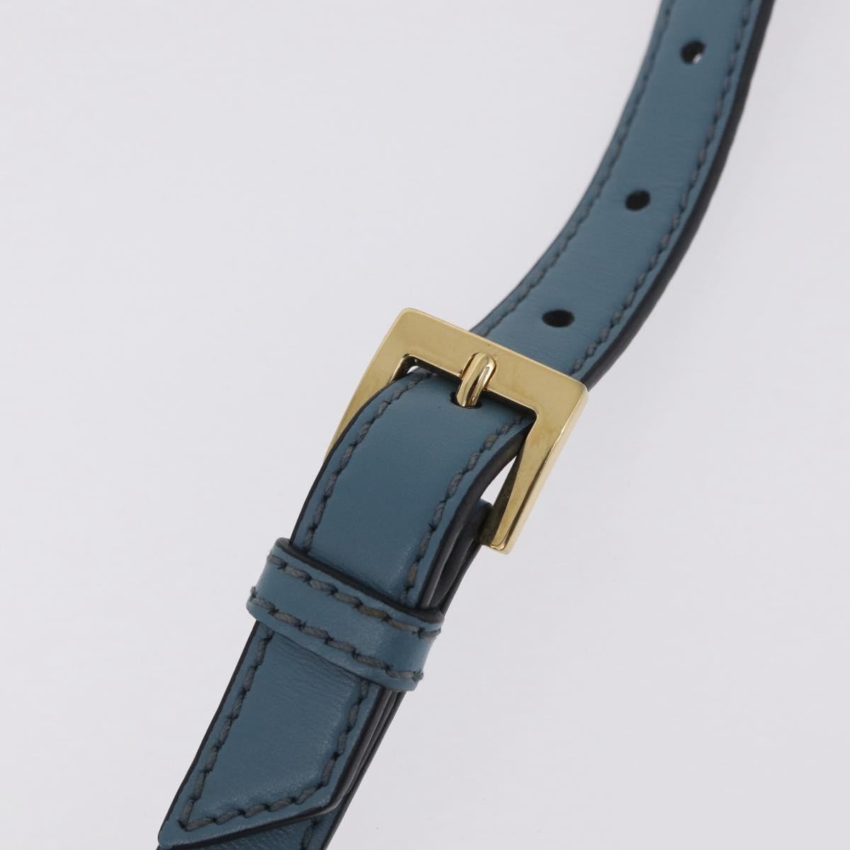 Miu Miu Madras Crystal Buckle Leather, Blue, Leather, Shoulder Bag