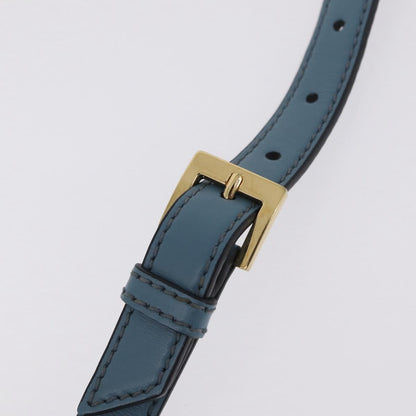 Miu Miu Madras Crystal Buckle Leather, Blue, Leather, Shoulder Bag