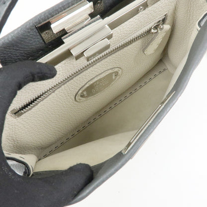 Fendi Selleria Peekaboo Leather, Gray, Leather, Handbag