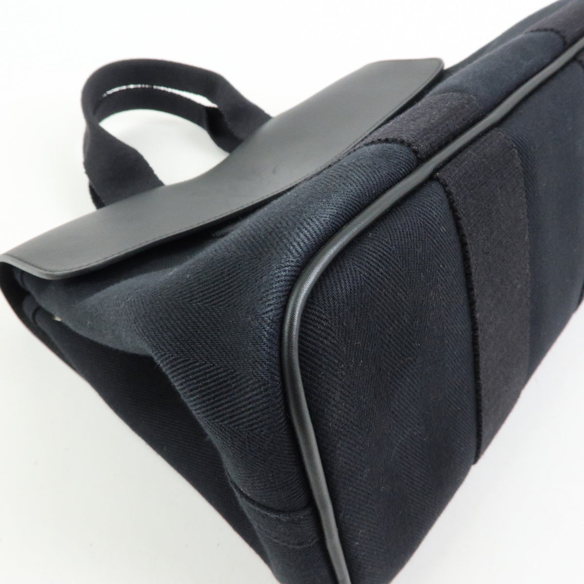 Hermes Valparaiso Toile and Leather, Black, Canvas, Handbag