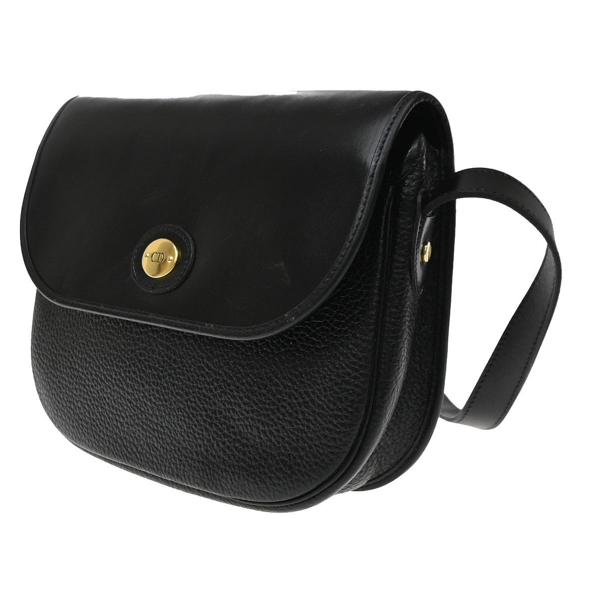 Christian Dior Vintage CD Flap Leather, Black, Leather, Shoulder Bag