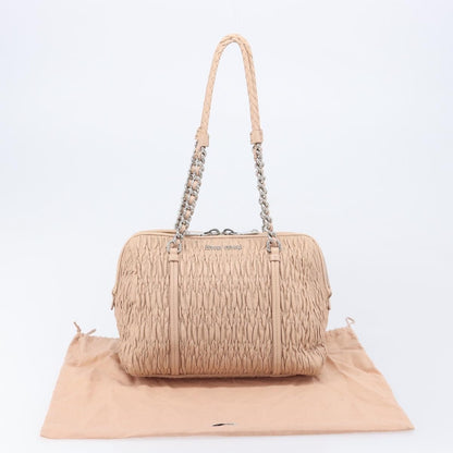 Miu Miu Shoulder Leather, Beige, Leather, Shoulder Bag