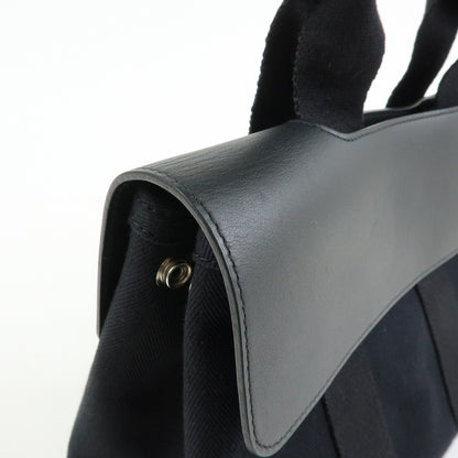 Hermes Valparaiso Toile and Leather, Black, Canvas, Handbag