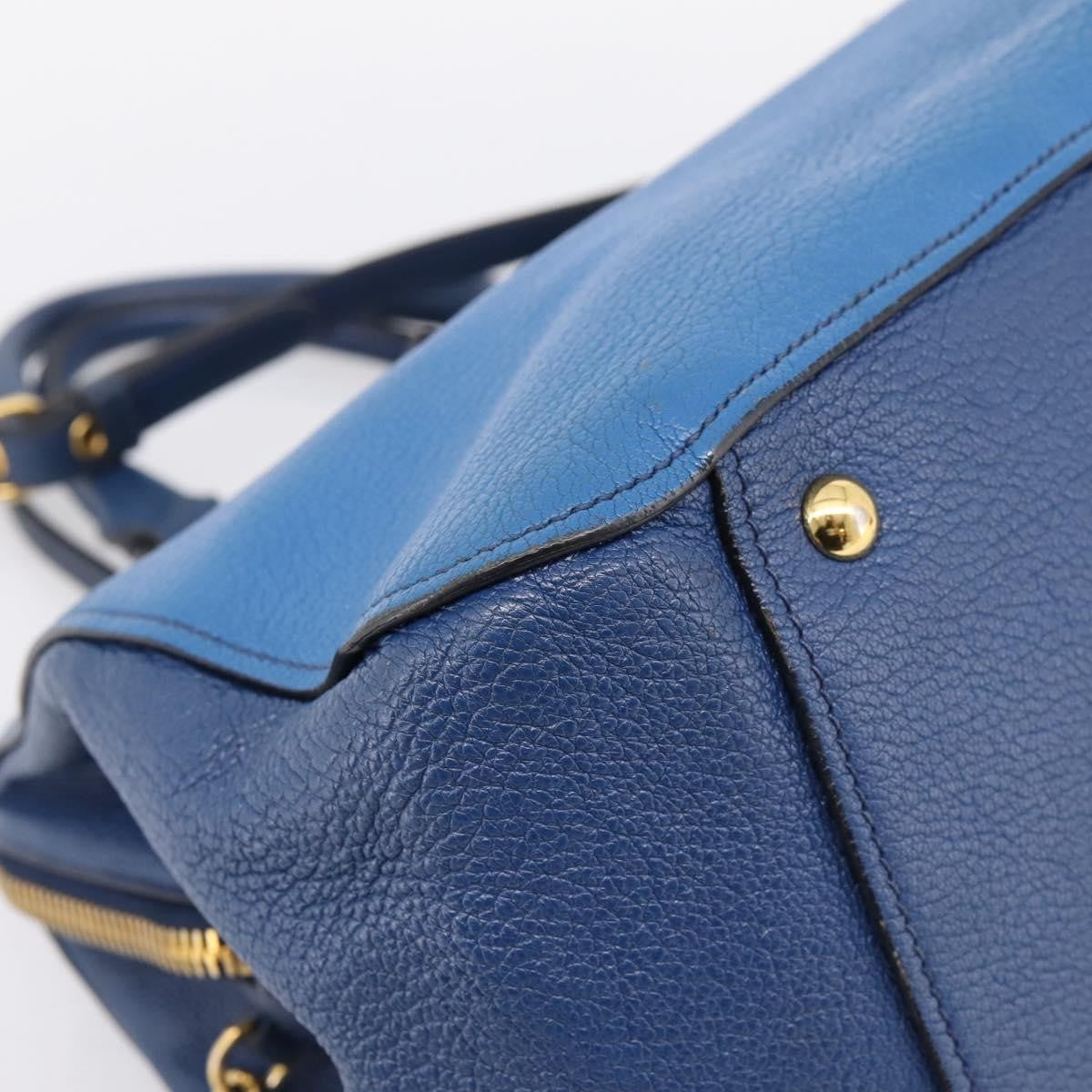 Miu Miu Madras Bowler Leather, Blue, Leather, Handbag