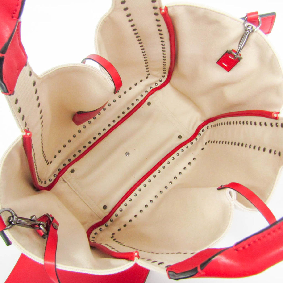 Valentino Garavani Atelier 01 Studded Canvas, Red, Canvas, Tote Bag