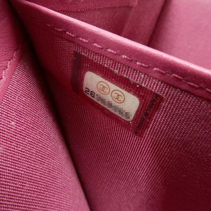 Chanel Zip Around Camellia Patent, Pink, Calfskin, Wallet