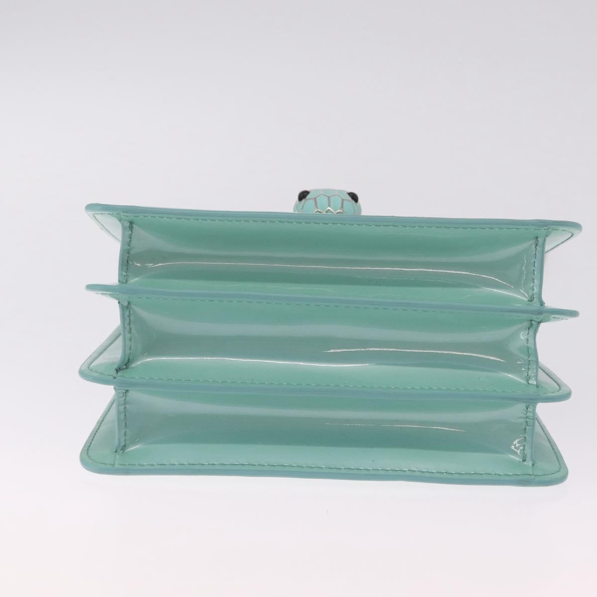 Bvlgari Serpenti Forever Top Handle Patent, Green, Patent Leather, Handbag